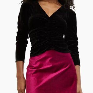 Veronica Beard Pelona Velvet Ruched Top‎ Black Size 6